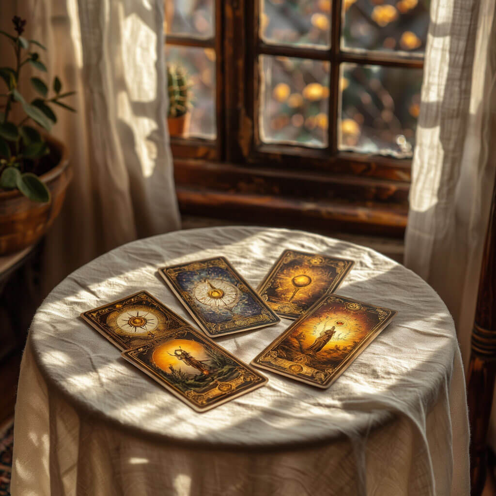 Hände halten Tarot-Karten, kein Gesicht sichtbar